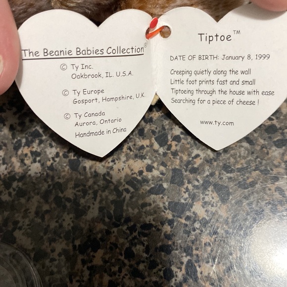 Ty Beanie Babies Baby Tiptoe the Mouse Rare Vintage Collectible Plush Gift Cute - Picture 4 of 6